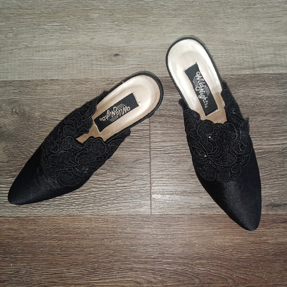 wild nights Shoes - Chic Black Embroidered Mules Vintage